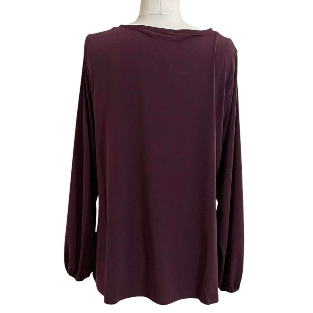 New MICHAEL KORS Burgundy Color Asymmetrical Neck Jersey Knit Long Sleeve Top 1X - Picture 3 of 6